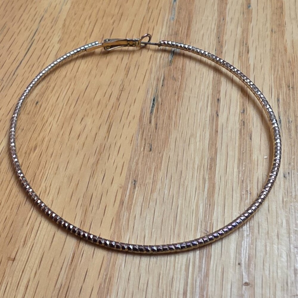 Etsy Large Textured Gold Tone Hoops - Picture 6 of 9